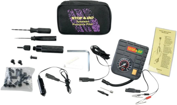 Stop&Go 03630055 Stop&Go Tubeless banden reparatie set met compressor Bandenreparatie set Stop&Go Tubeless banden reparatie set met compressor